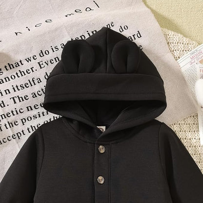 Unisex Baby Hooded Jumpsuit Infant Boy Girl Long Sleeves Romper Fall Winter Spring Outfits Preemie-18 Months