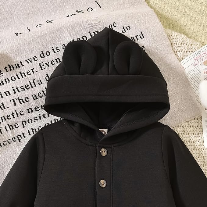 Unisex Baby Hooded Jumpsuit Infant Boy Girl Long Sleeves Romper Fall Winter Spring Outfits Preemie-18 Months