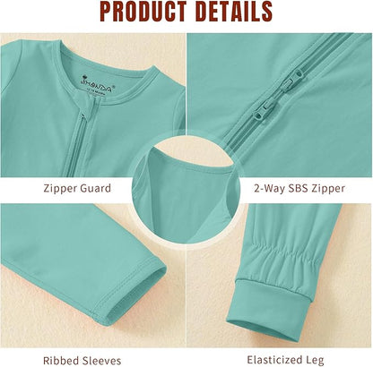 Jimonda Baby Sleeper Rompers,Unisex Boys Girls Zip-Front Pajamas One-Piece Footless Outfit 0-24 Months (Pack of 2