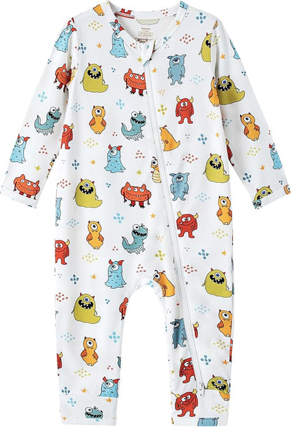 Baby Zippered Rompers Newborn Pajamas Sleepers Long Sleeve Jumpsuits Infant Zipper Romper-Viscose from Bamboo
