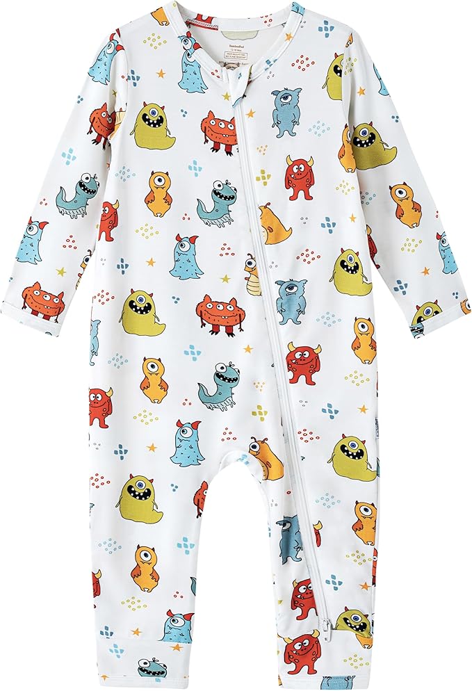 Baby Zippered Rompers Newborn Pajamas Sleepers Long Sleeve Jumpsuits Infant Zipper Romper-Viscose from Bamboo