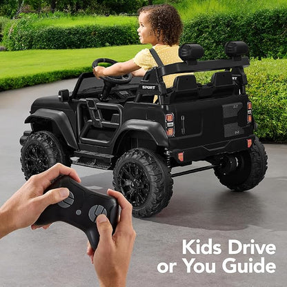 Best Choice Products Kids 24V 2-Seater Electric Ride On Car Truck w/ 132lb Weight Capacity, Parent Control, Bluetooth, LED Lights - Black