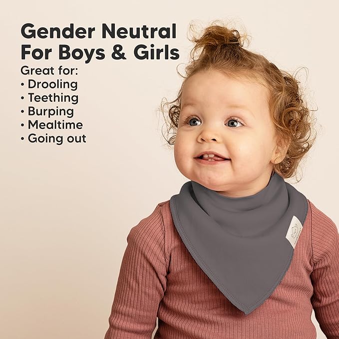 KeaBabies 8-Pack Organic Baby Bandana Bibs for Boys, Girls - Super Absorbent Triangle Baby Bibs for Drooling and Teething Infant, 100% Cotton Extra Soft for Newborn, Infant 0-36 Months (Eclipse)