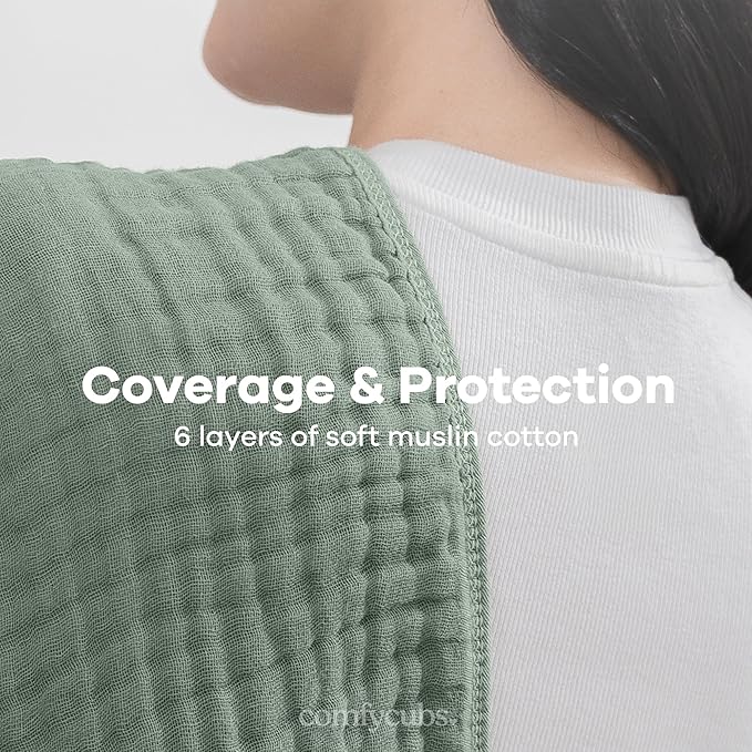 Comfy Cubs Muslin Burp Cloths 20" x 10", Pack of 10 - Large, 6-Layer, Ultra Absorbent 100% Cotton for Baby Drool and Messes - Soft, Safe & Gentle Baby Burp Cloths for Boys & Girls - Multi Boy