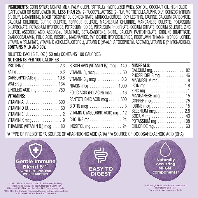 Amazon Brand - Mama Bear Gentle Premium Baby Formula Powder, DHA for Brain Support, Immune Blend 6, 2'FL HMO, For Fusiness, Crying & Gas, 33.2 Ounce (Pack of 1)