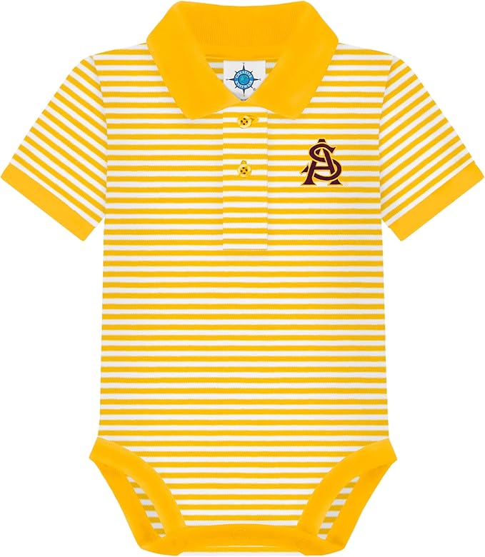 Creative Knitwear College Baby Striped Polo Bodysuit - Team Logo, Multiple Colors, for Boys & Girls (0-12 Months)