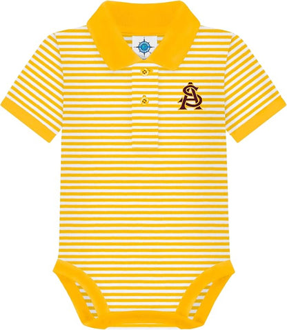 Creative Knitwear College Baby Striped Polo Bodysuit - Team Logo, Multiple Colors, for Boys & Girls (0-12 Months)