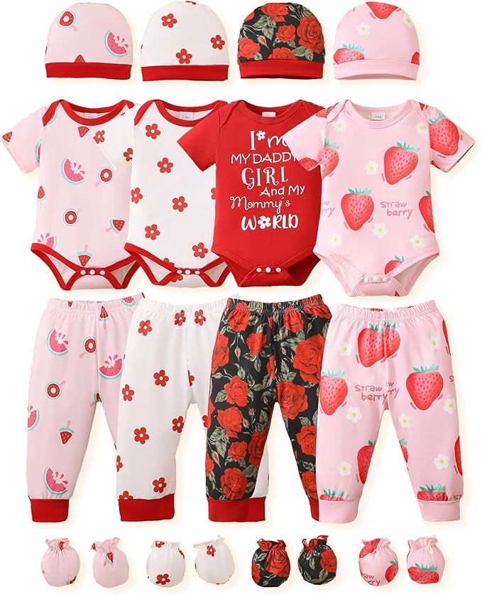 NZRVAWS Newborn Baby Boy Girl Clothes Unisex Preemie Infant Must Have Pants Set Outfits 0-18 Months 20 Pcs Essentials Gift