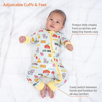 LollyBanks Baby Pajamas, 2-Way Zipper Infant Romper, 95% Viscose Made from Bamboo and 5% Spandex, Baby Sleepers