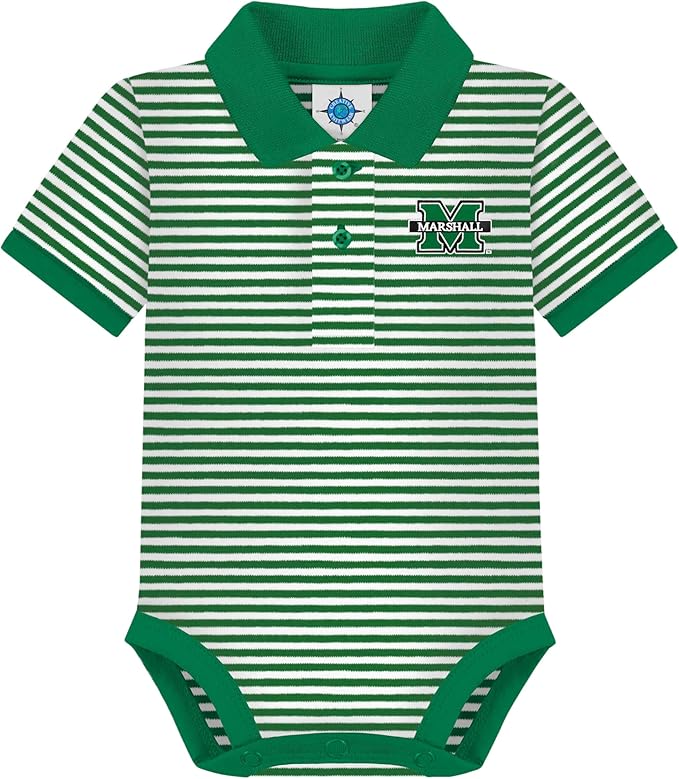 Creative Knitwear College Baby Striped Polo Bodysuit - Team Logo, Multiple Colors, for Boys & Girls (0-12 Months)