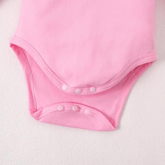 LYSMuch Baby Girls Ruffle Long Sleeve Bodysuit Infant Solid Color Top Jumpsuit Clothes