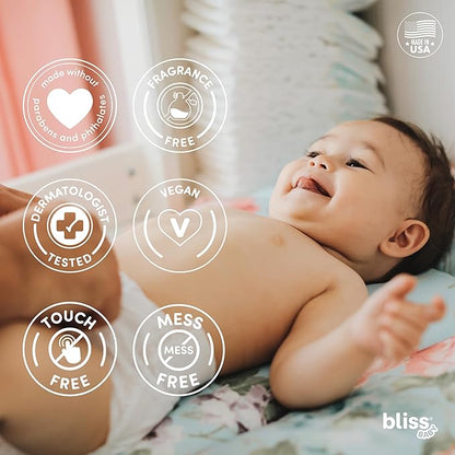 Bliss Baby Care Essentials Gift Set, Fragrance-Free - Baby Wash & Shampoo, Diaper Rash Cream, Baby Lotion & Hooded Bath Towel - Hypoallergenic, Dermatologist Tested, Clean & Vegan Baby Gift Set