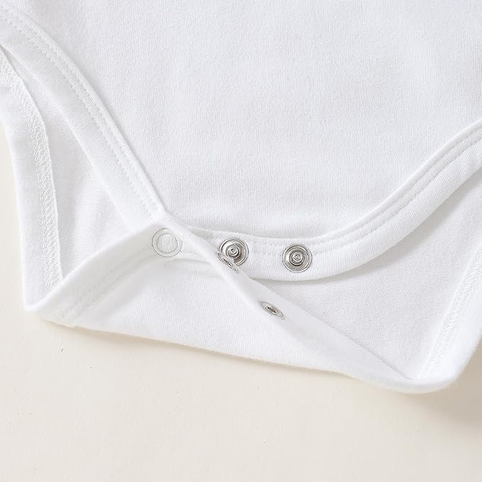 ROMPERINBOX Baby Girl Short Sleeve Onsies, 3 Pack Multi Colors Baby Bodysuit, Knitted Solid, Crew Neck 0-24 Months