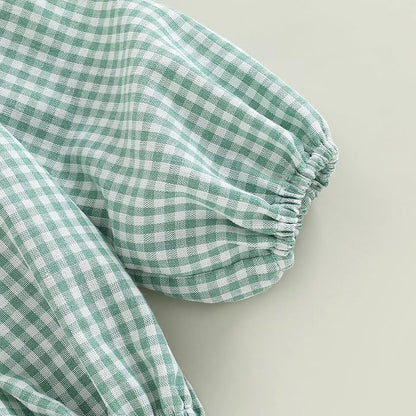 Douhoow Infant Baby Girl Plaid Romper Baby Sweatshirt Romper Ruffle Festival Clothes Fall Winter Outfits with Headband