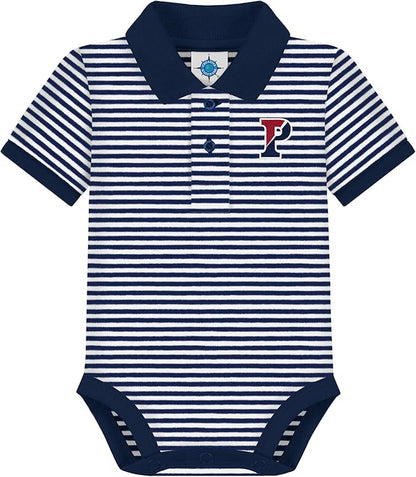 Creative Knitwear College Baby Striped Polo Bodysuit - Team Logo, Multiple Colors, for Boys & Girls (0-12 Months)