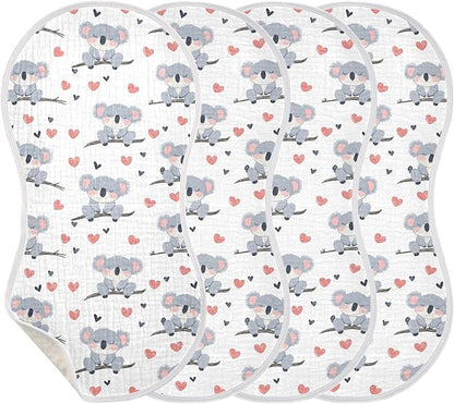 vvfelixl Cute Koala Bear on Trunk Burp Cloths for Baby Boy Girls Baby Washcloths Burp Rags 1 Pack
