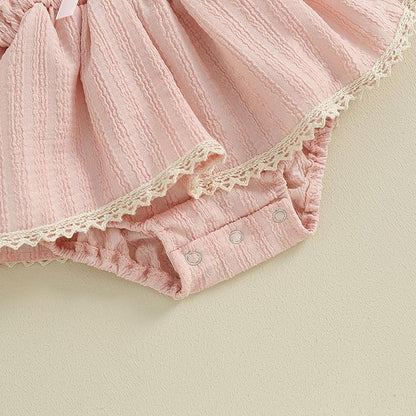 Newborn Baby Girl Bodysuit Sleeveless Halter Frill Romper One-piece Jumpsuit with Headband Summer Clothes Set