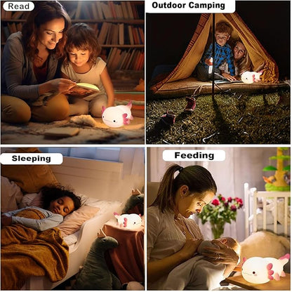 Axolotl Night Light for Kids,Cute Axolotl lamp Gifts Rechargeable light Table Lamp Bedside Lamp,LED Animal Silicone Nursery Night Lamp Cute Room Decor Night Light for Kids Girls Boys