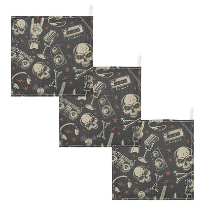 vvfelixl Baby Muslin Washcloths Rock Skulls Baby Burp Cloths Cotton Baby Face Towel for Newborn Infants Boys Girls Soft and Absorbent 11.8 X 11.8 in, 3 Pack