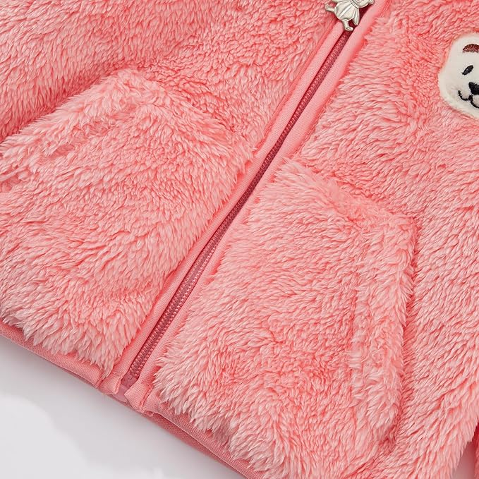 Baby Boys Girls Fleece Jackets Zip Up Hoodies Cute Bear Coats Fall Winter Fuzzy Jacket Newborn Boys Girls Outwear