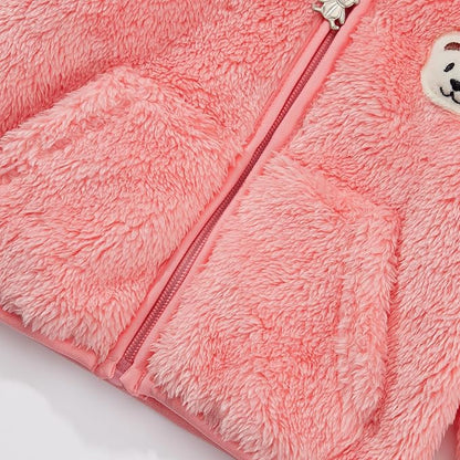 Baby Boys Girls Fleece Jackets Zip Up Hoodies Cute Bear Coats Fall Winter Fuzzy Jacket Newborn Boys Girls Outwear