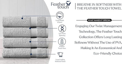 Delara Organic Cotton Luxuriously Plush Bath Sheet Pack of 4 | GOTS & OEKO-TEX Certified | Premium Hotel Quality Towels | Feather Touch Technology|650 GSM Long Staple|Soft, Quick Dry & Ultra-Absorbent
