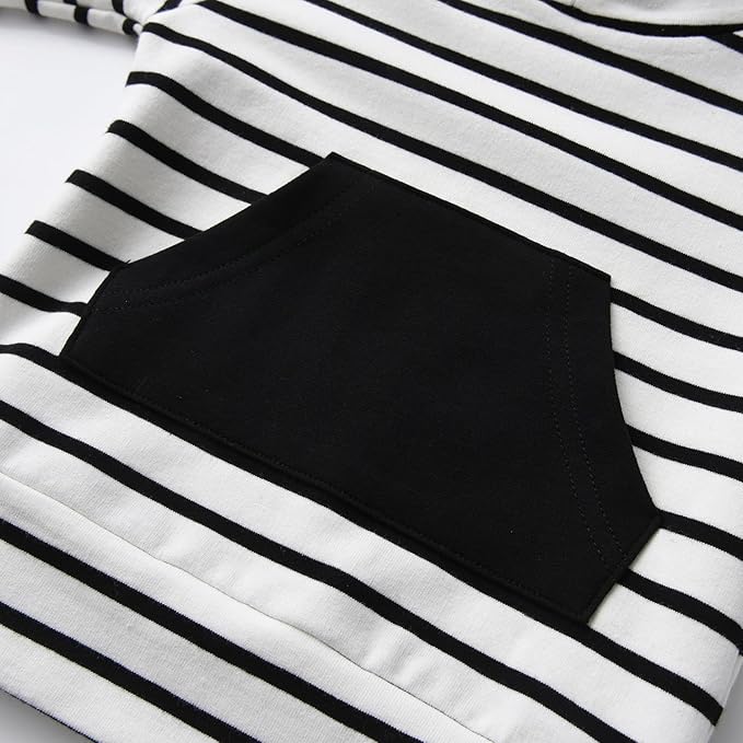 Toddler Infant Baby Boy Clothes Striped Long Sleeve Hoodie Tops Sweatsuit Pants Outfit Set
