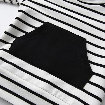 Toddler Infant Baby Boy Clothes Striped Long Sleeve Hoodie Tops Sweatsuit Pants Outfit Set