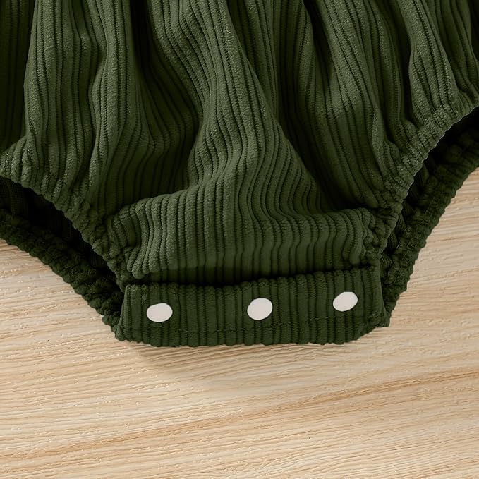 Tiny Cutey Newborn Baby Girl Clothes Bell Sleeve Romper and Corduroy Overalls Shorts Infant Girl Fall Outfits