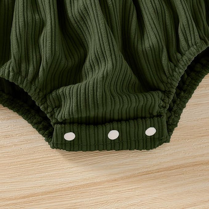 Tiny Cutey Newborn Baby Girl Clothes Bell Sleeve Romper and Corduroy Overalls Shorts Infant Girl Fall Outfits