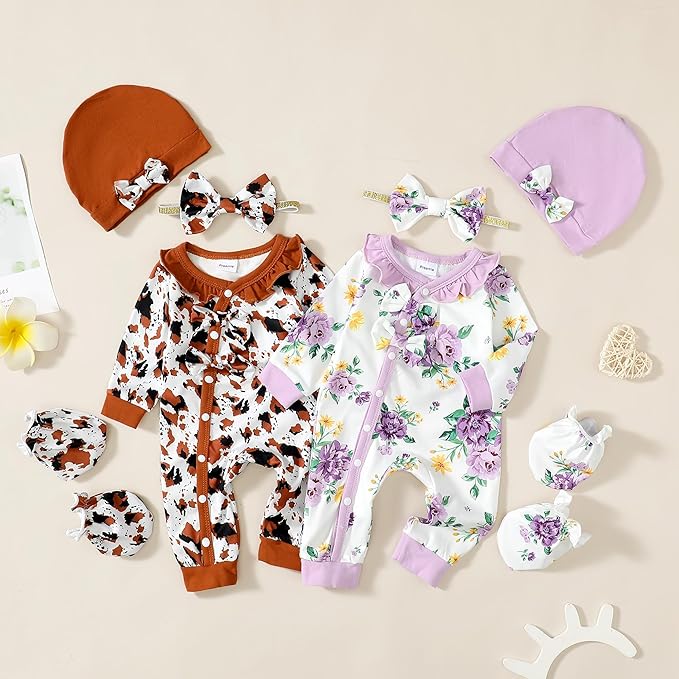 Infant Baby Girl Clothes Newborn Girl Romper Fall Winter Outfit Ruffle Long Sleeve Jumpsuit Romper Cute Baby Girl Outfit