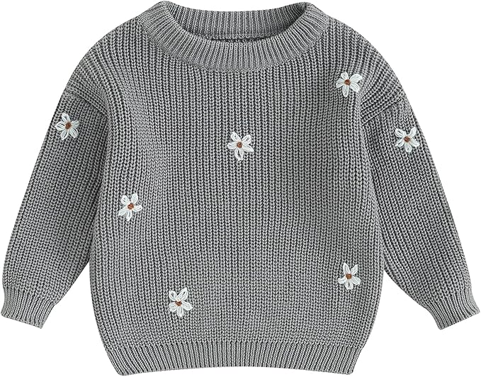 Mubineo Baby Girl Winter Clothes Cute Flower Sweater Crewneck Pullover Long Sleeve Knit Newborn Infant Sweaters