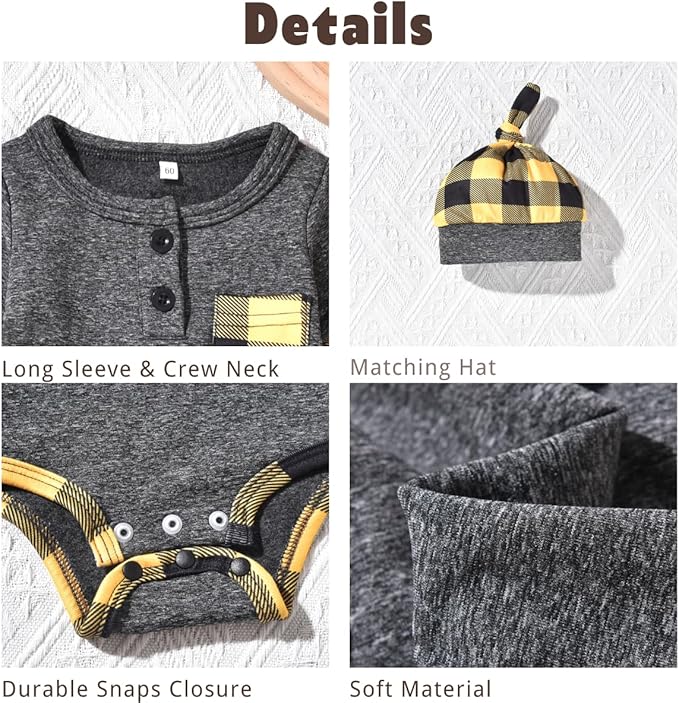 Aalizzwell Newborn Infant Baby Boys Fall Winter Outfit