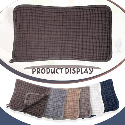 Irenare 6 Pack Muslin Burp Cloths Cotton Baby Burping Rags Large 20 x 10 Inch 6 Layers Spit up Rags Soft Absorbent Multicolor Wash Cloths Diapers for Newborn Baby Girl Boy(Simple Colors)