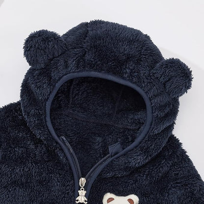Baby Boys Girls Fleece Jackets Zip Up Hoodies Cute Bear Coats Fall Winter Fuzzy Jacket Newborn Boys Girls Outwear