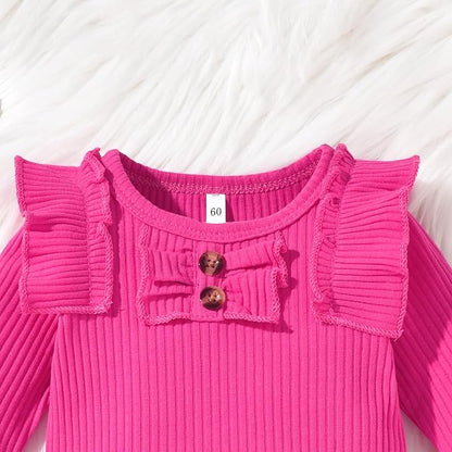 Aalizzwell Preemie Newborn Infant Baby Girls Clothes Ribbed Bodysuit Pants Set Fall Winter Outfits