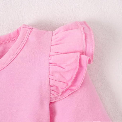 Magic Park 0-24M Infant Girl Romper Baby Girls Solid Color Bodysuit Toddler Ruffle Jumpsuit Shirts Casual Tops Baptism Shirt