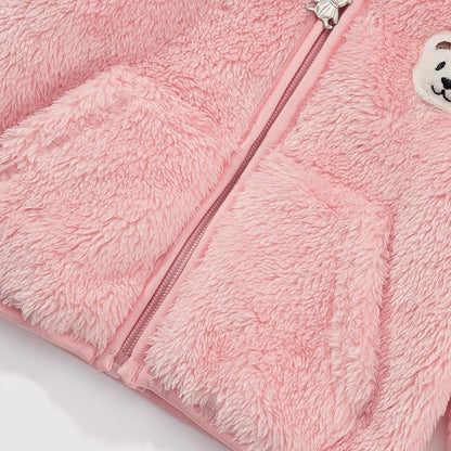 Baby Boys Girls Fleece Jackets Zip Up Hoodies Cute Bear Coats Fall Winter Fuzzy Jacket Newborn Boys Girls Outwear