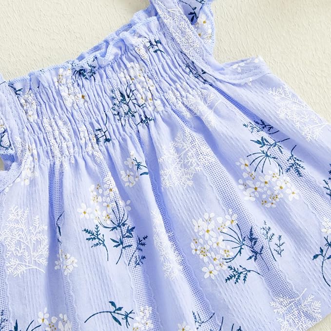 Mubineo Baby Girl Summer Clothes Cute Ruffle Tops Dress Shorts Outfits Set Infant Toddler Shrit Bloomers Princess Outfit