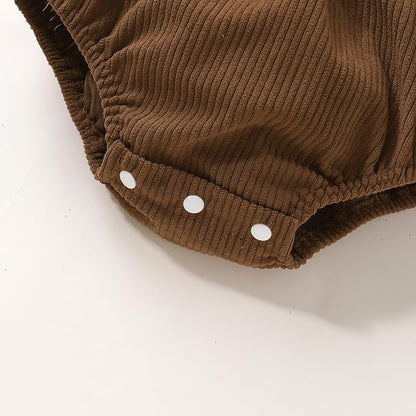 Tiny Cutey Newborn Baby Girl Clothes Bell Sleeve Romper and Corduroy Overalls Shorts Infant Girl Fall Outfits