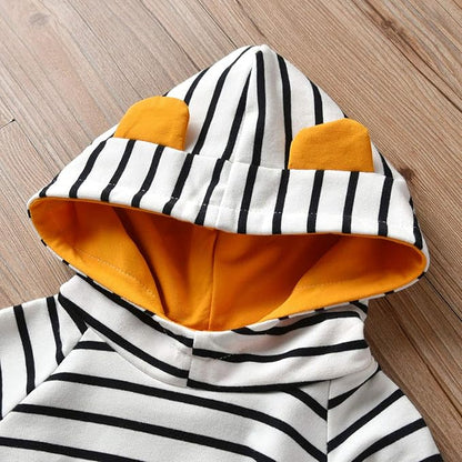Toddler Infant Baby Boy Clothes Striped Long Sleeve Hoodie Tops Sweatsuit Pants Outfit Set