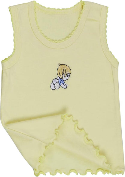 ToBeInStyle Girl's 4 Pack Ruffle Hem Cotton Tank Tops