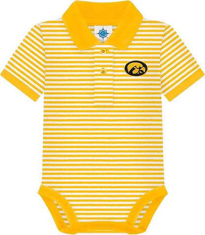 Creative Knitwear College Baby Striped Polo Bodysuit - Team Logo, Multiple Colors, for Boys & Girls (0-12 Months)