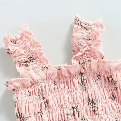 Newborn Baby Girl Bodysuit Sleeveless Halter Frill Romper One-piece Jumpsuit with Headband Summer Clothes Set