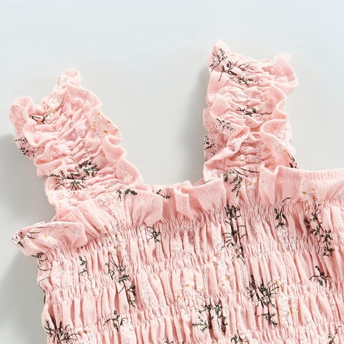 Newborn Baby Girl Bodysuit Sleeveless Halter Frill Romper One-piece Jumpsuit with Headband Summer Clothes Set