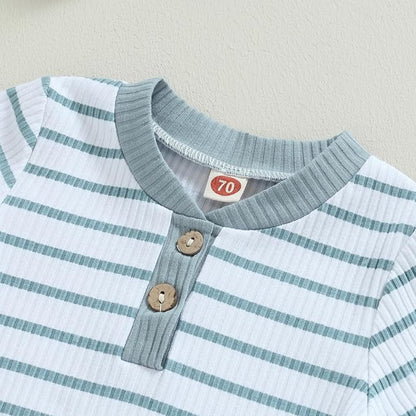 Newborn Baby Boy Girl Clothes Ribbed Knitted Long Sleeve Romper Pants Solid Cotton Infant Fall Winter Outfits 2Pcs