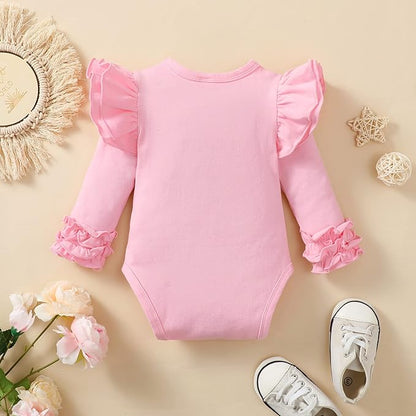Baby Girl Solid Color Romper Infant Ruffle Sleeve Bodysuit One Piece Outfit Toddler Jumpsuit clothes