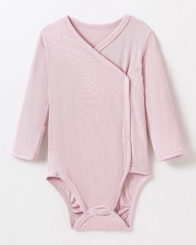 DEFAHN Viscose from Bamboo Baby Side Snap Bodysuit Kimono Onsies 3-Pack Long Short Sleeve Boy Girl Boys