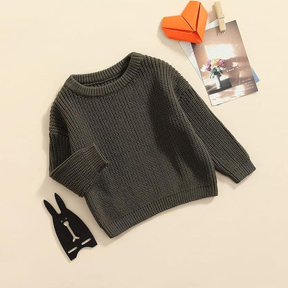 Newborn Baby Boy Girl Knit Sweater Long Sleeve Solid Winter Warm Sweatshirt Top Outfit Infant Toddler Fall Clothes