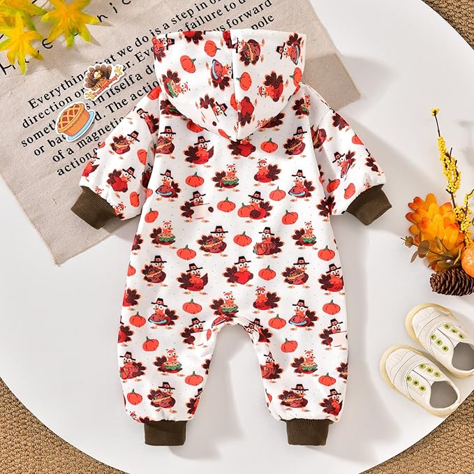 Unutiylo Unisex Baby Boys Girls Long Sleeve Infant Baby Zipper Hooded Jumpsuits Romper Loose Outfit Clothes